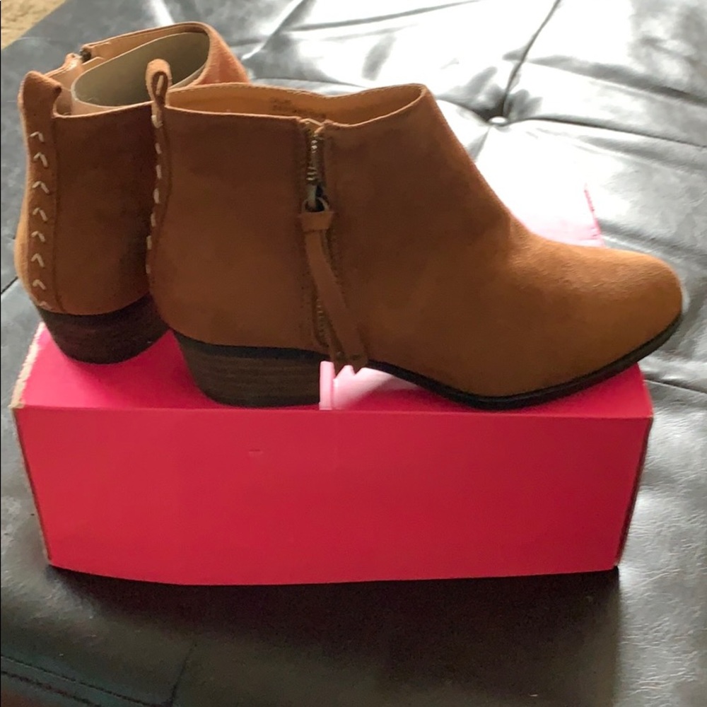 Brown Faux Suede Booties